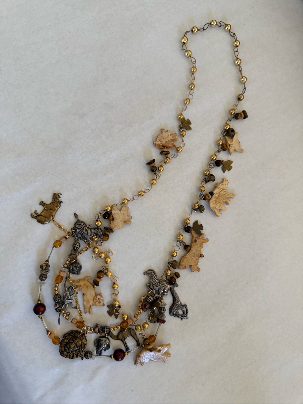 Gorgeous Vintage Safari Themed Multi Layered Charm Necklace - Women Jewelry